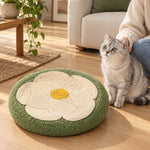 Sage flower sisal cat scratcher in a shared living room
