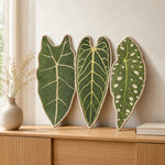 Three botanical leaf sisal cat scratching mats