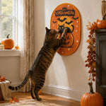 Cat scratching an orange pumpkin Halloween sisal mat