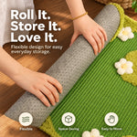 Flexible flower garden cat scratching rug rolled for storage
