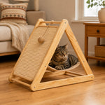 Cat resting in the Basic scratcher's suspended woven hammock