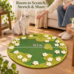 Round flower garden cat scratching rug measuring 31.5 inches
