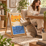 Orange cat scratcher in a shared home office