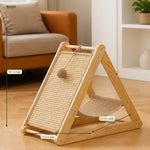 Basic A-frame sisal cat scratcher with hammock and dimensions