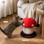 Short red mushroom scratching post with dimensions