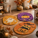Three Halloween sisal cat scratcher designs