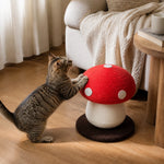 Cat scratching the Short red mushroom cat scratching post