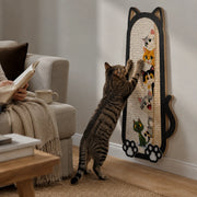 Cat stretching on the wall-mounted sisal scratching panel