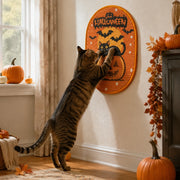 Cat scratching an orange pumpkin Halloween sisal mat