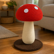 Close-up of the mushroom scratcher's wrapped cap, sisal column and brown base