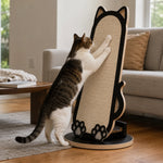 Cat using the sisal scratching panel with rotating base