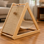 Close-up of natural sisal and solid-wood A-frame construction