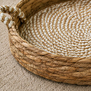 Close-up of natural cattail grass and cotton rope weaving