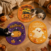 Three Halloween cat scratchers used on the floor