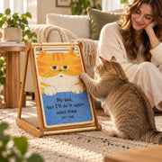 Orange cat design with printed blue lower panel