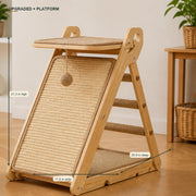 Upgraded A-frame sisal cat scratcher with platform, steps and dimensions